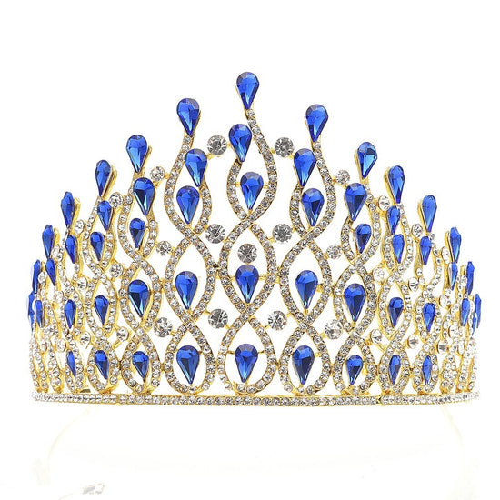 Load image into Gallery viewer, Luxury Multilayer Crystal Drops Royal Queen Tiara Headband Crown - TulleLux Bridal Crowns &amp;amp;  Accessories 

