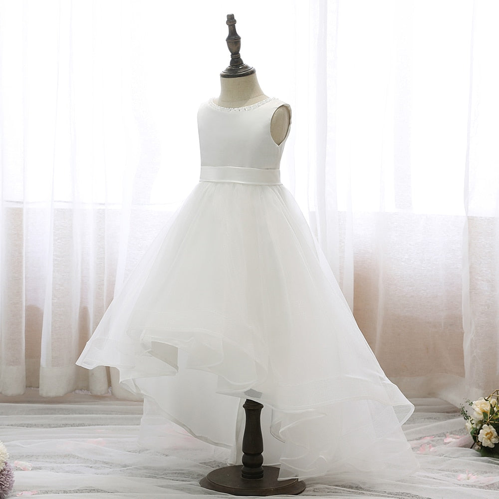 White Flower Girl First Communion Party Dress - TulleLux Bridal Crowns &  Accessories 