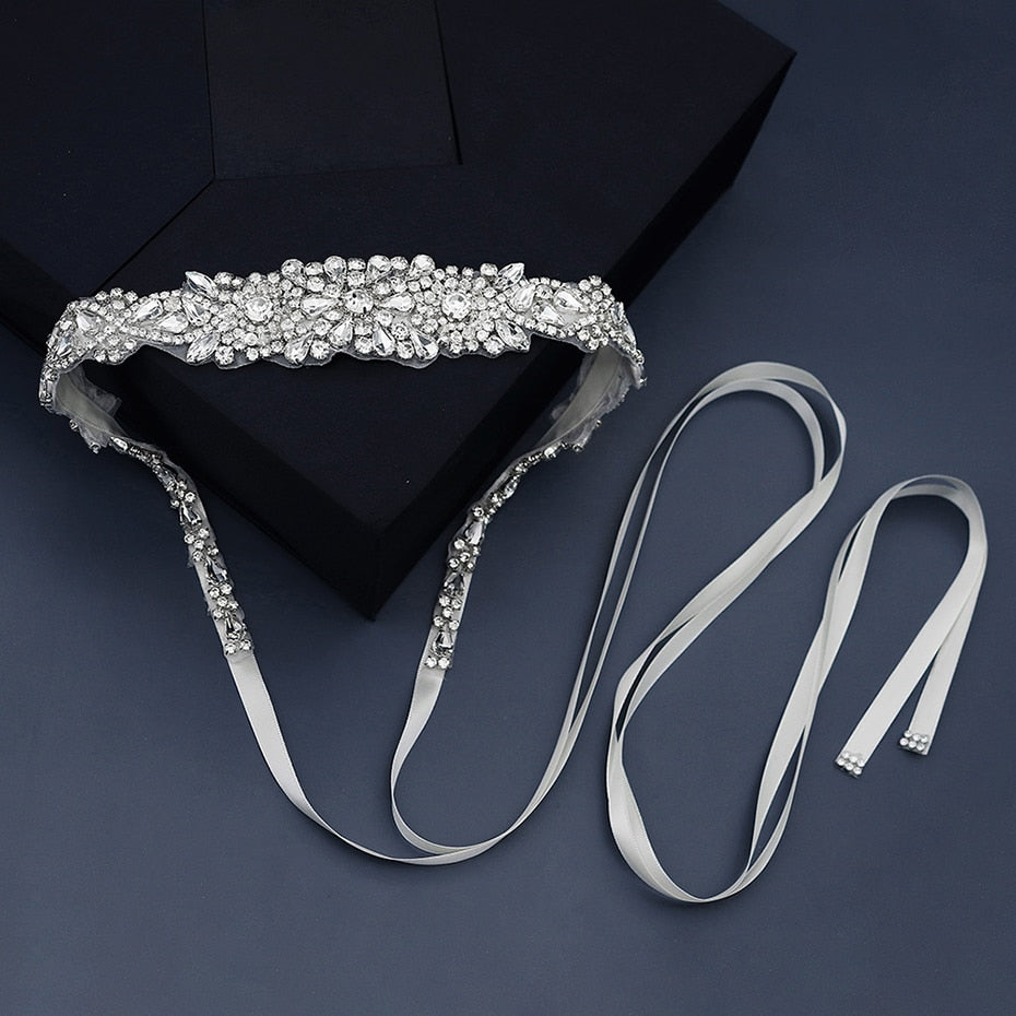 Bridal Wedding Dress Belt Accessories Crystal Handmade Sash - TulleLux Bridal Crowns &  Accessories 