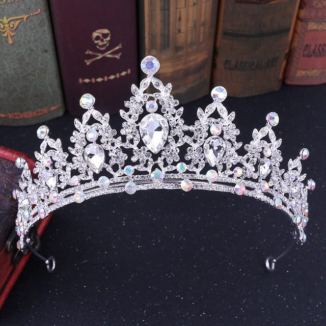 Load image into Gallery viewer, Baroque  Crystal Heart Bridal Tiara Crown Wedding Pageant Accessory - TulleLux Bridal Crowns &amp;amp;  Accessories 

