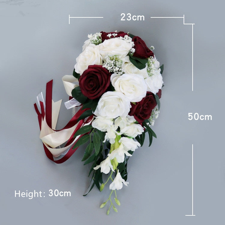 Load image into Gallery viewer, Elegant Rose Cascading Waterfall Bridal Wedding Bouquet 5 Color Styles - TulleLux Bridal Crowns &amp;amp;  Accessories 
