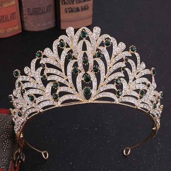 Load image into Gallery viewer, Colored Crystal Pageant Leaf Tiara  Crown - TulleLux Bridal Crowns &amp;amp;  Accessories 

