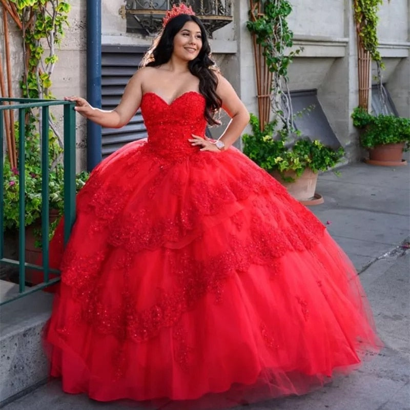 Sweetheart Quinceañera Dress Sequined Princess Pageant Sweet 16 Ball Gown - TulleLux Bridal Crowns &  Accessories 