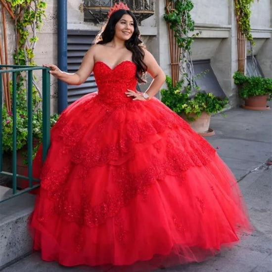 Sweetheart Quinceañera Dress Sequined Princess Pageant Sweet 16 Ball Gown - TulleLux Bridal Crowns &  Accessories 