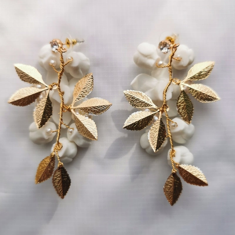 Fashion Porcelain Flower Bridal Earrings Handmade Wedding Jewelry - TulleLux Bridal Crowns &  Accessories 