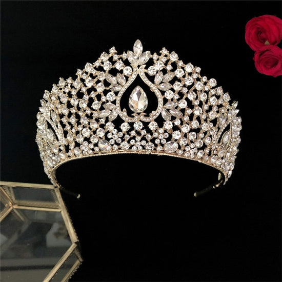 Luxury Big Crystal Rhinestone Crown Wedding Tiara Hair Accessory – TulleLux  Bridal Crowns & Accessories
