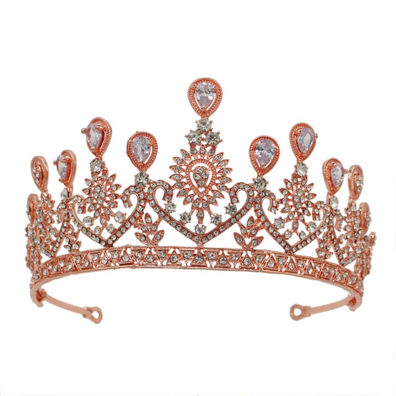 Load image into Gallery viewer, Baroque Rose Gold Peacock Crystal Crown Wedding Hair Accessory - TulleLux Bridal Crowns &amp;amp;  Accessories 
