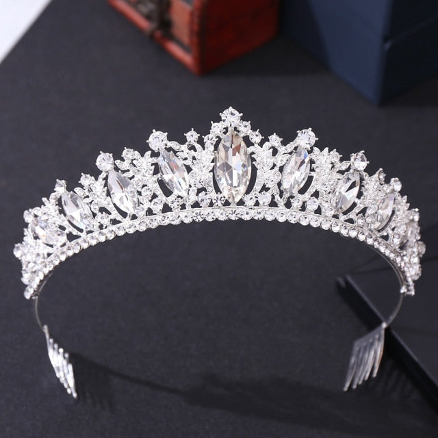 5 Color Combinations Princess Queen Pageant Crystal Bridal Tiara Crowns with Combs - TulleLux Bridal Crowns &  Accessories 