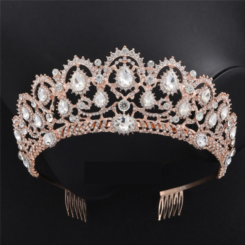 Baroque Style Crystal Tiara Bridal Wedding Day Crown - TulleLux Bridal Crowns &  Accessories 