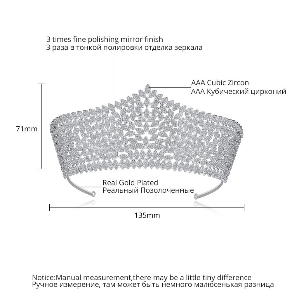 Load image into Gallery viewer, Royal Princess Cubic Zirconia Fine Cut Tiara Wedding  Crown - TulleLux Bridal Crowns &amp;amp;  Accessories 
