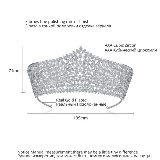 Load image into Gallery viewer, Royal Princess Cubic Zirconia Fine Cut Tiara Wedding  Crown - TulleLux Bridal Crowns &amp;amp;  Accessories 
