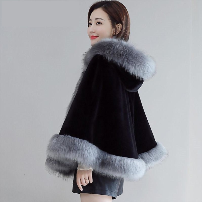 Women's Short Style Hooded Cape Poncho