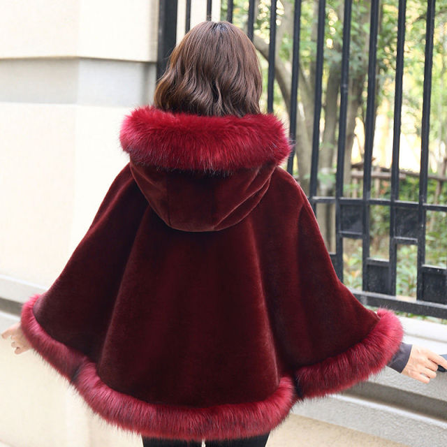 Women's Short Style Hooded Cape Poncho