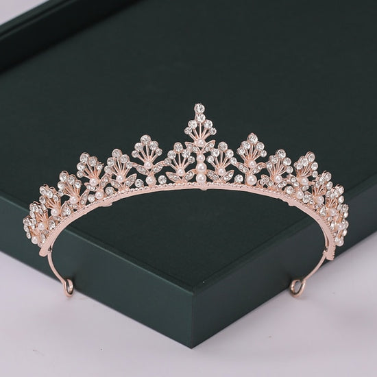 Load image into Gallery viewer, Trendy Rose Gold Crystal Tiaras Crowns Princess Party Hair Accessory
