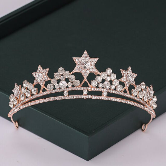 Load image into Gallery viewer, Trendy Rose Gold Crystal Tiaras Crowns Princess Party Hair Accessory
