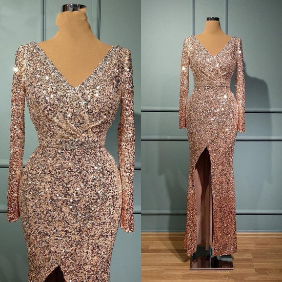 Sequin Sparkly Long Mermaid Evening Dress Formal Party Gown