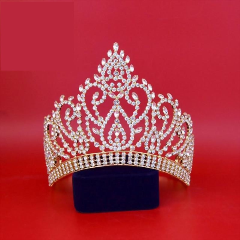 Crystal Rhinestone High Point Pageant Tiara Crown - TulleLux Bridal Crowns &  Accessories 