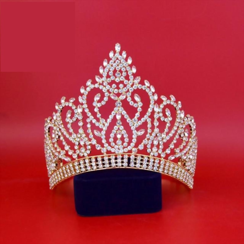 Load image into Gallery viewer, Crystal Rhinestone High Point Pageant Tiara Crown - TulleLux Bridal Crowns &amp;amp;  Accessories 
