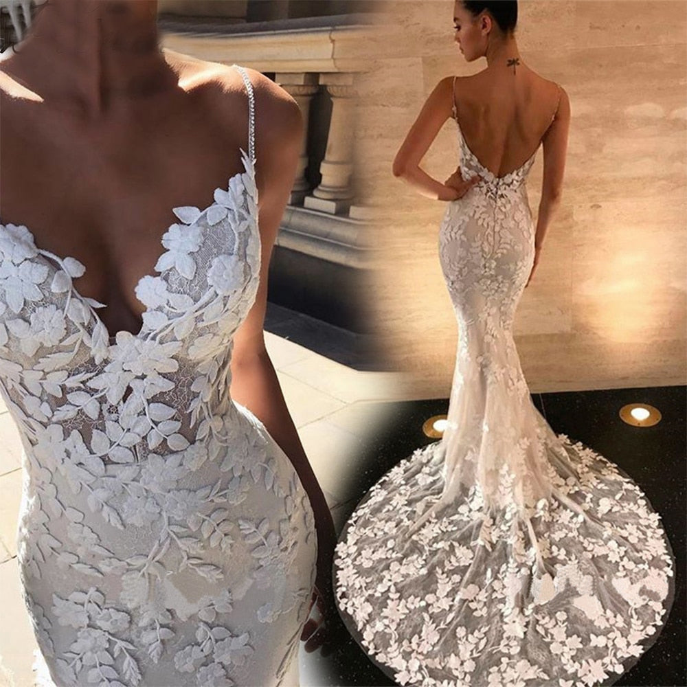 Lace fashion bodycon wedding dress