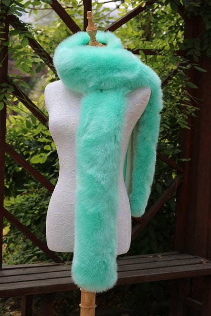 
                      
                        Faux Fox Fur Long  Formal Shoulder Wrap In Many Colors - TulleLux Bridal Crowns &  Accessories 
                      
                    