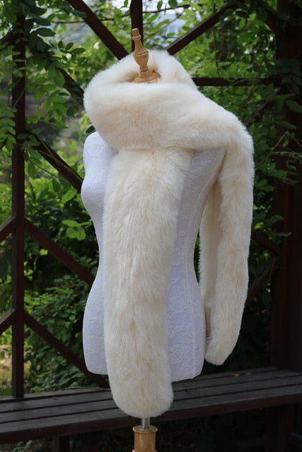 
                      
                        Faux Fox Fur Long  Formal Shoulder Wrap In Many Colors - TulleLux Bridal Crowns &  Accessories 
                      
                    