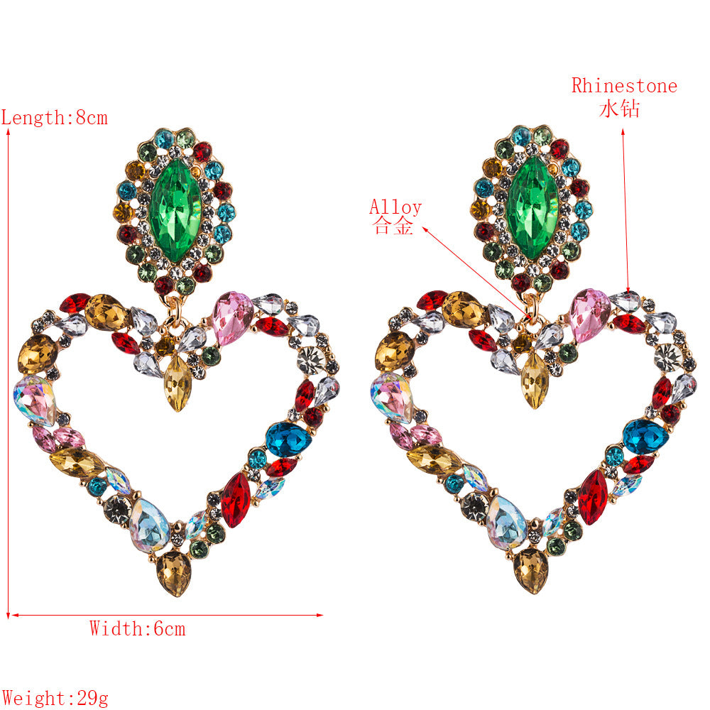 Load image into Gallery viewer, Shiny Crystal Rhinestone Heart Pendant Dangle Earrings Fashion Statement Jewelry Accessories
