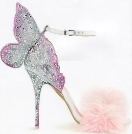 Colorful Butterfly Wing High Heel Stiletto Jeweled  Party Dress Sandals - TulleLux Bridal Crowns &  Accessories 