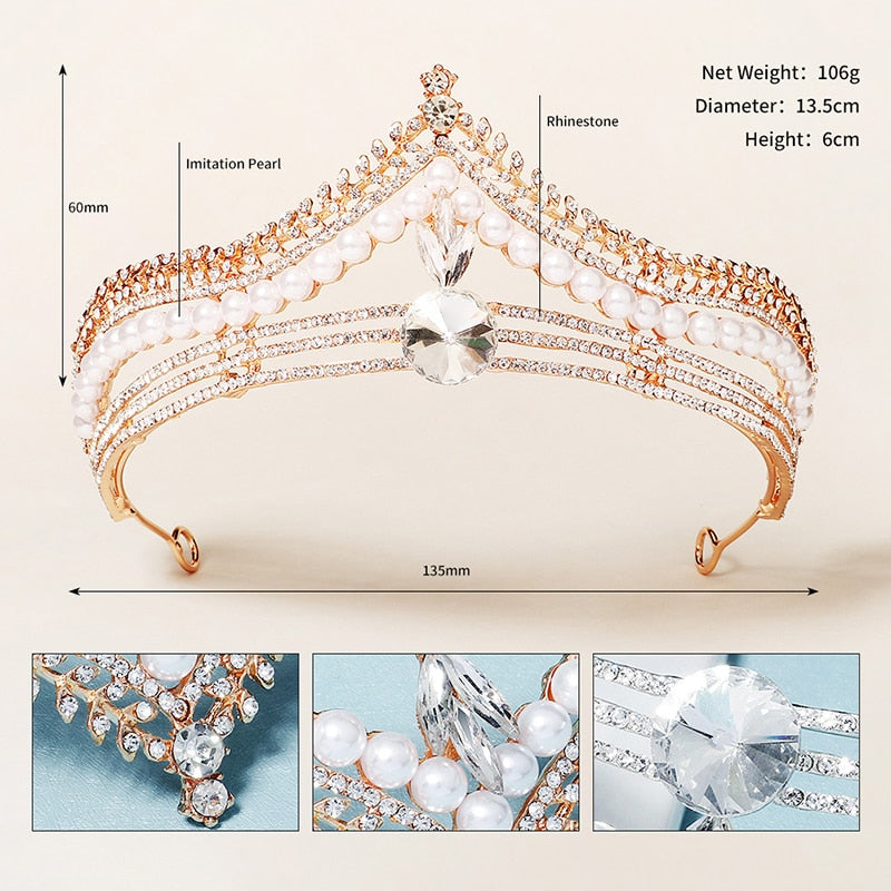 
                      
                        Pearl Crystal Rhinestone Bridal Tiara Crown Party Hair Accessory
                      
                    