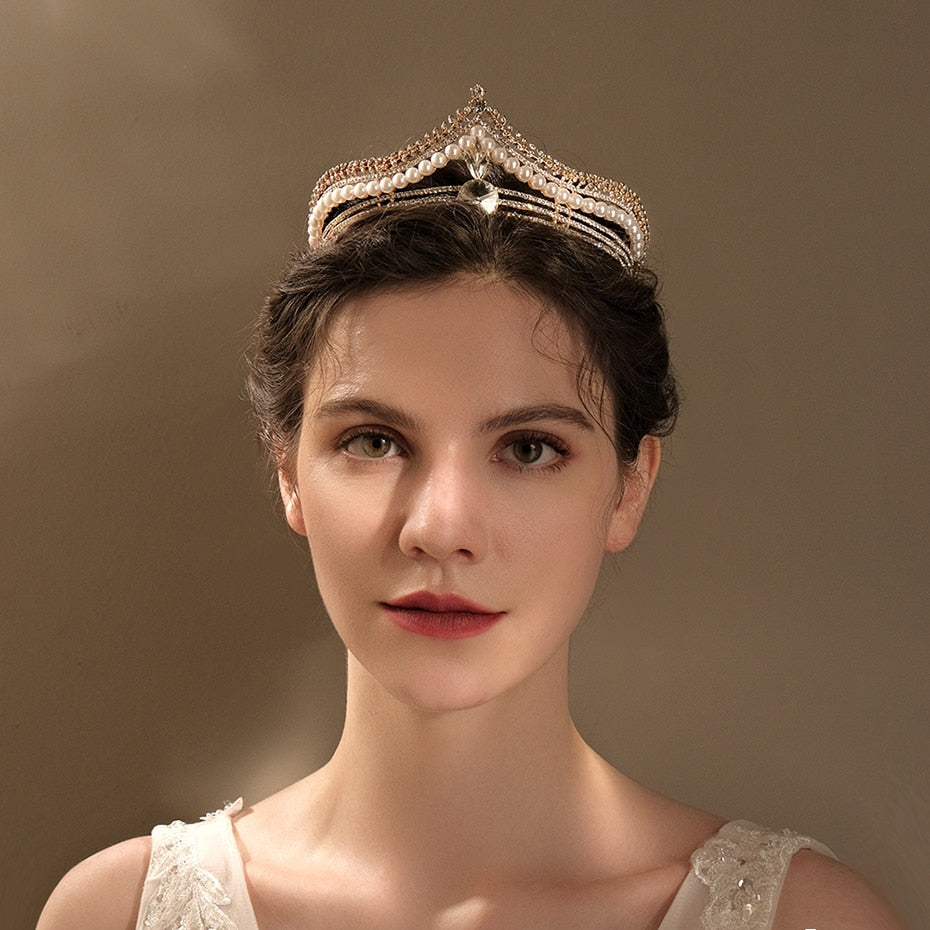 
                      
                        Pearl Crystal Rhinestone Bridal Tiara Crown Party Hair Accessory
                      
                    