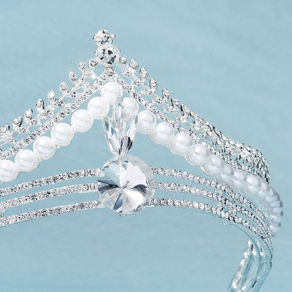 
                      
                        Pearl Crystal Rhinestone Bridal Tiara Crown Party Hair Accessory
                      
                    