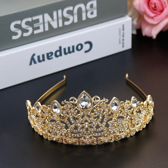 
                      
                        Moroccan Gold Tiara Crown Crystal  Headpiece
                      
                    