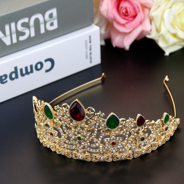 
                      
                        Moroccan Gold Tiara Crown Crystal  Headpiece
                      
                    