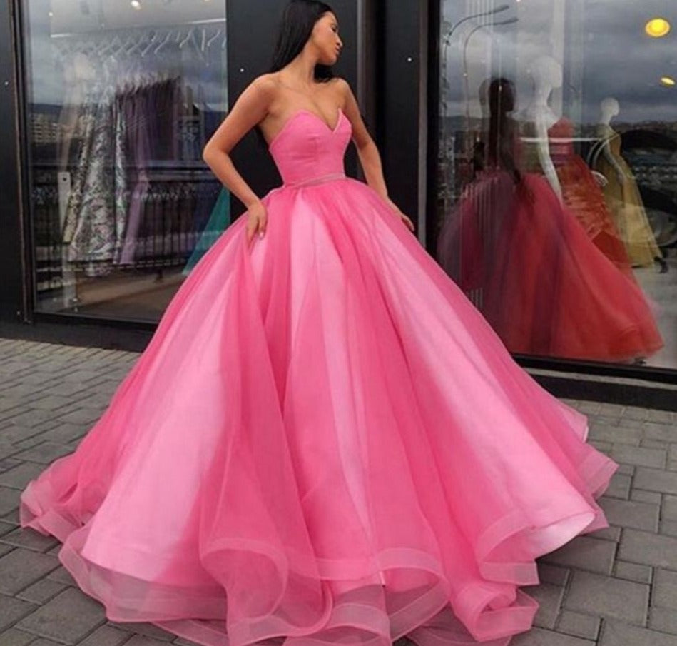 Tea-Length Prom Dresses For Women Elegant Tulle Sweetheart A-Line Formal  Party