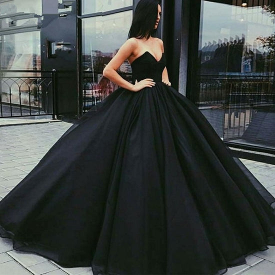 Buy Luxury Sparkly Black Wedding Dress With Gold Beadings Strapless Black  Evening Gown Ball Gown Sweetheart Black Evening Dress Ball Gown Online in  India - Etsy