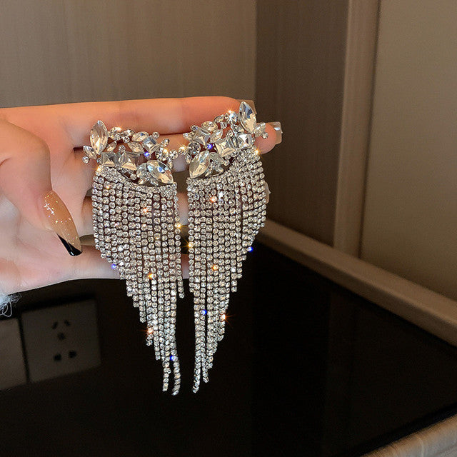 
                      
                        Long Tassel Geometric Drop Crystal Dangle Earrings
                      
                    