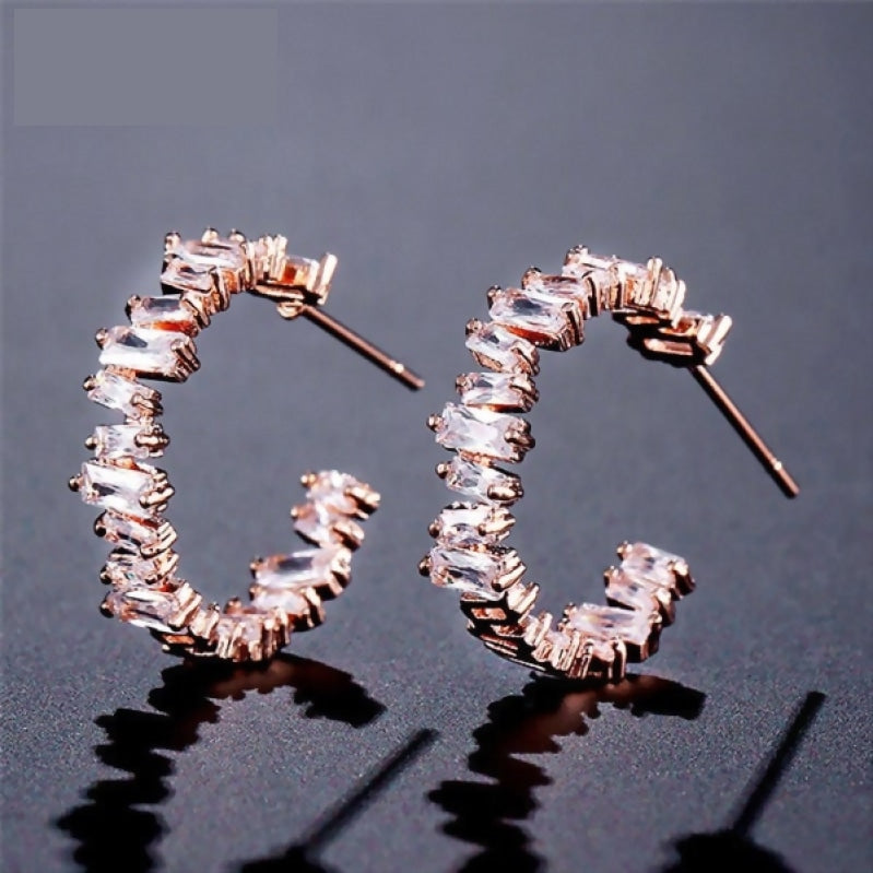 
                      
                        Trendy AAA Baguette Cubic Zirconia T Stone Hoop Earrings For Women
                      
                    