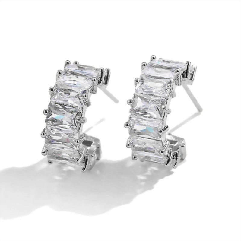 
                      
                        Trendy AAA Baguette Cubic Zirconia T Stone Hoop Earrings For Women
                      
                    