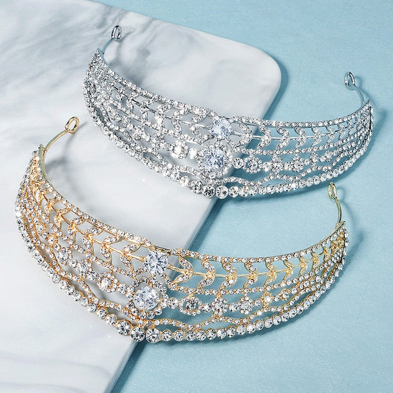 Silver or Gold Color Crystal Rhinestone Tiara Crowns