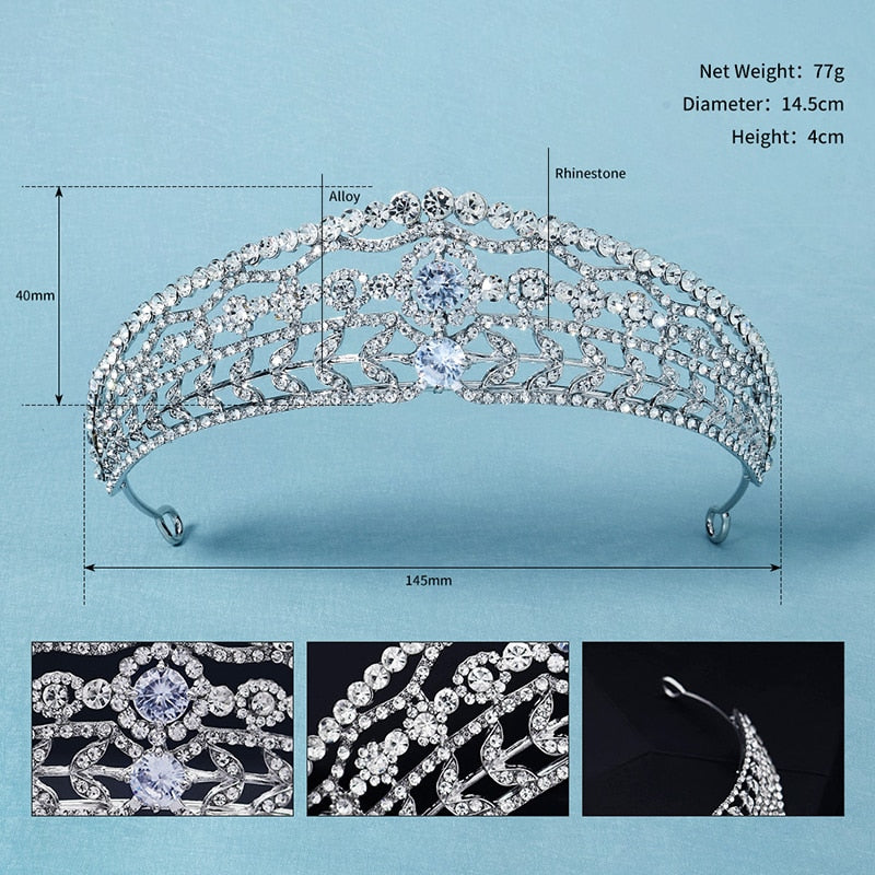 Silver or Gold Color Crystal Rhinestone Tiara Crowns
