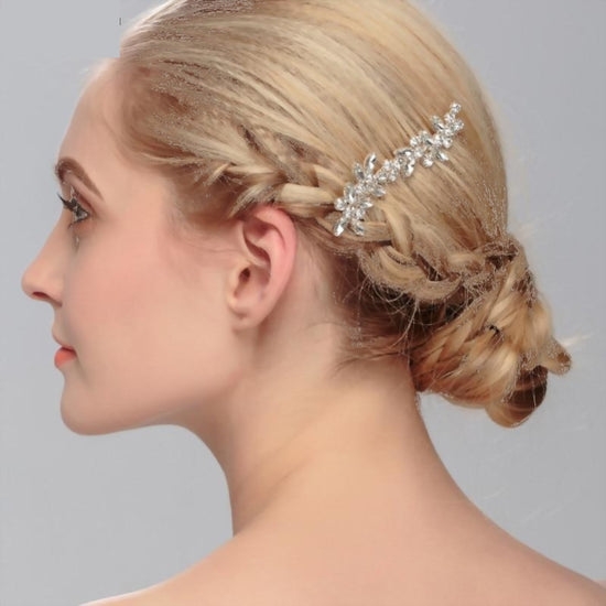 Crystal Rhinestone Rose Flower Wedding Day Bridal Hair Comb - TulleLux Bridal Crowns &  Accessories 