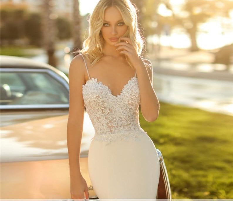 
                      
                        Lace Appliques Boho  Beach Bridal Mermaid Wedding  Dress Vestidos De Noiva - TulleLux Bridal Crowns &  Accessories 
                      
                    