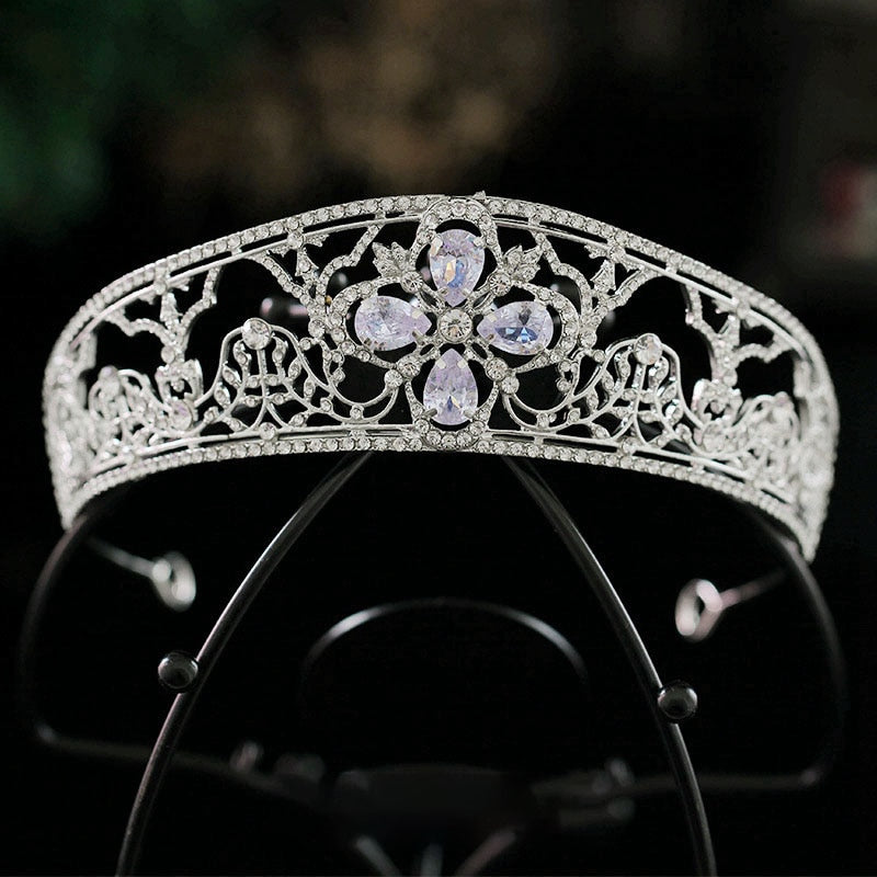 Crystal Flower Bridal Wedding Tiara Headband - TulleLux Bridal Crowns &  Accessories 