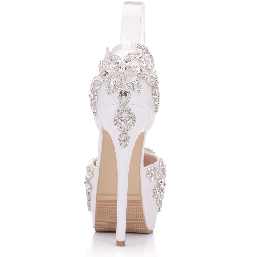 Load image into Gallery viewer, Crystal Queen Rhinestone Round Toe  High Heel Platform Shoes - TulleLux Bridal Crowns &amp;amp;  Accessories 
