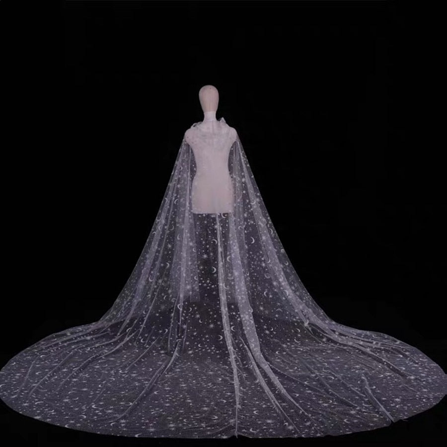 
                      
                        White Sparkly Sequin Glitter Bling Bridal Hooded Cape Cathedral Wedding Veil Cloak
                      
                    
