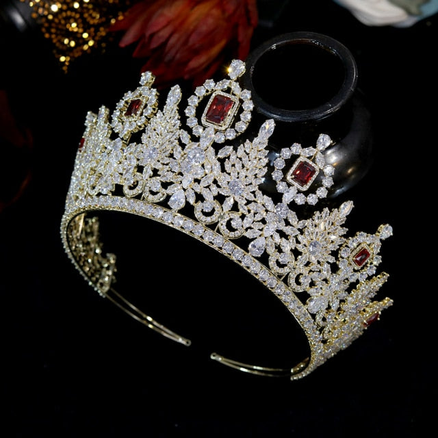 Luxury Pageant Large Cubic Zirconia Crystal Tiara Crown