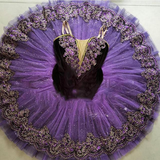Load image into Gallery viewer, Professional Girls Dark Purple Velvet Pancake Tutu Performance Costume
