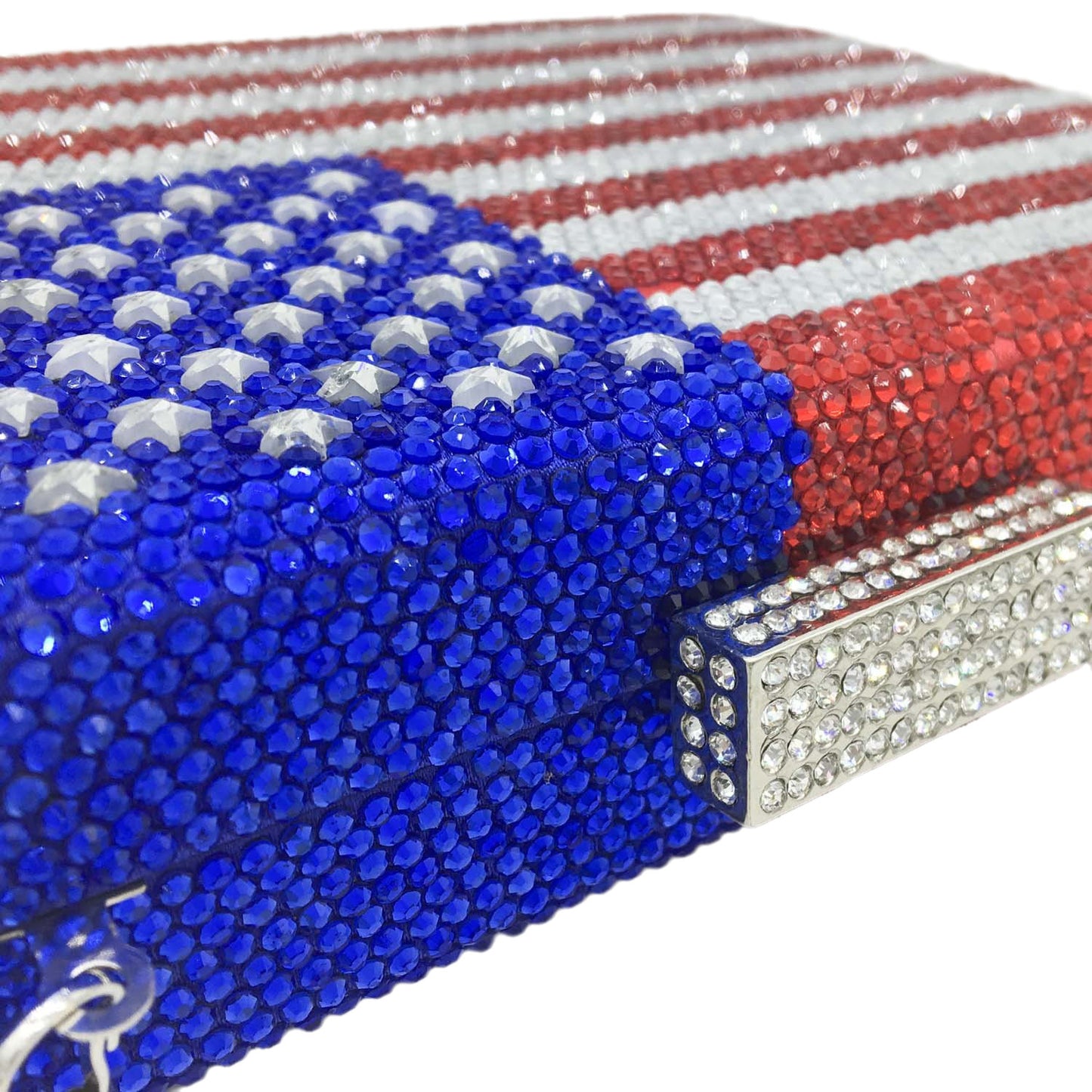 Boutique American National Flag Crystal Clutch Evening Bag
