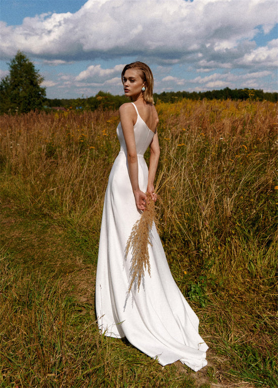 Load image into Gallery viewer, Boho Beach Country Chiffon One Shoulder Bridal Wedding Gown
