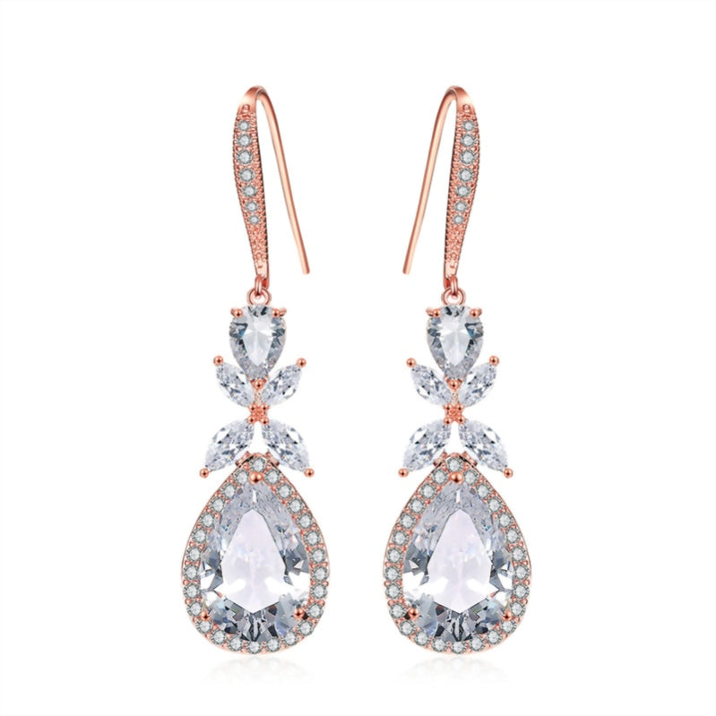 
                      
                        Shinny Water Drop Cubic Zirconia Leaf Hook Dangle Earrings Bridal Jewelry
                      
                    
