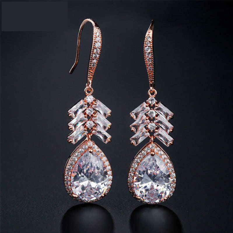 
                      
                        Shinny Water Drop Cubic Zirconia Leaf Hook Dangle Earrings Bridal Jewelry
                      
                    